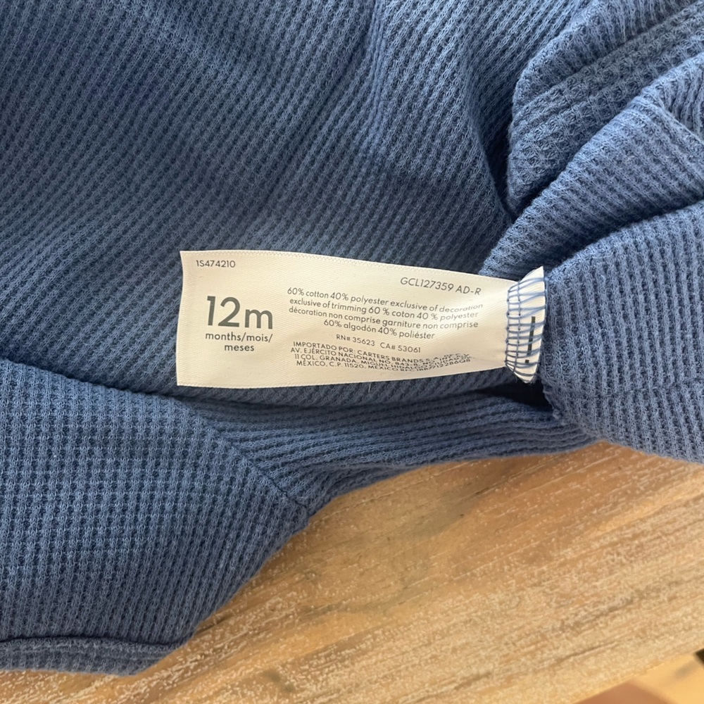 Carters Baby Boy Coveralls Shorts Romper Blue Navy Button 12 months - Picture 5 of 5